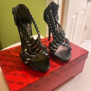Guess Black Strappy Heels